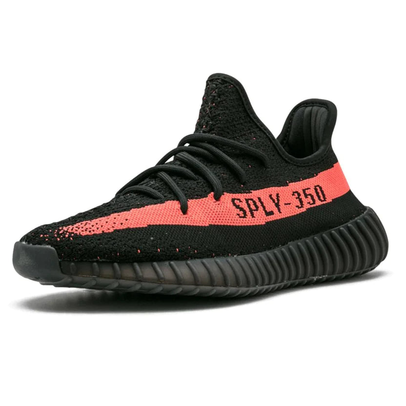 adidas Yeezy Boost 350 V2 Core Black Red Stripe Double Boxed