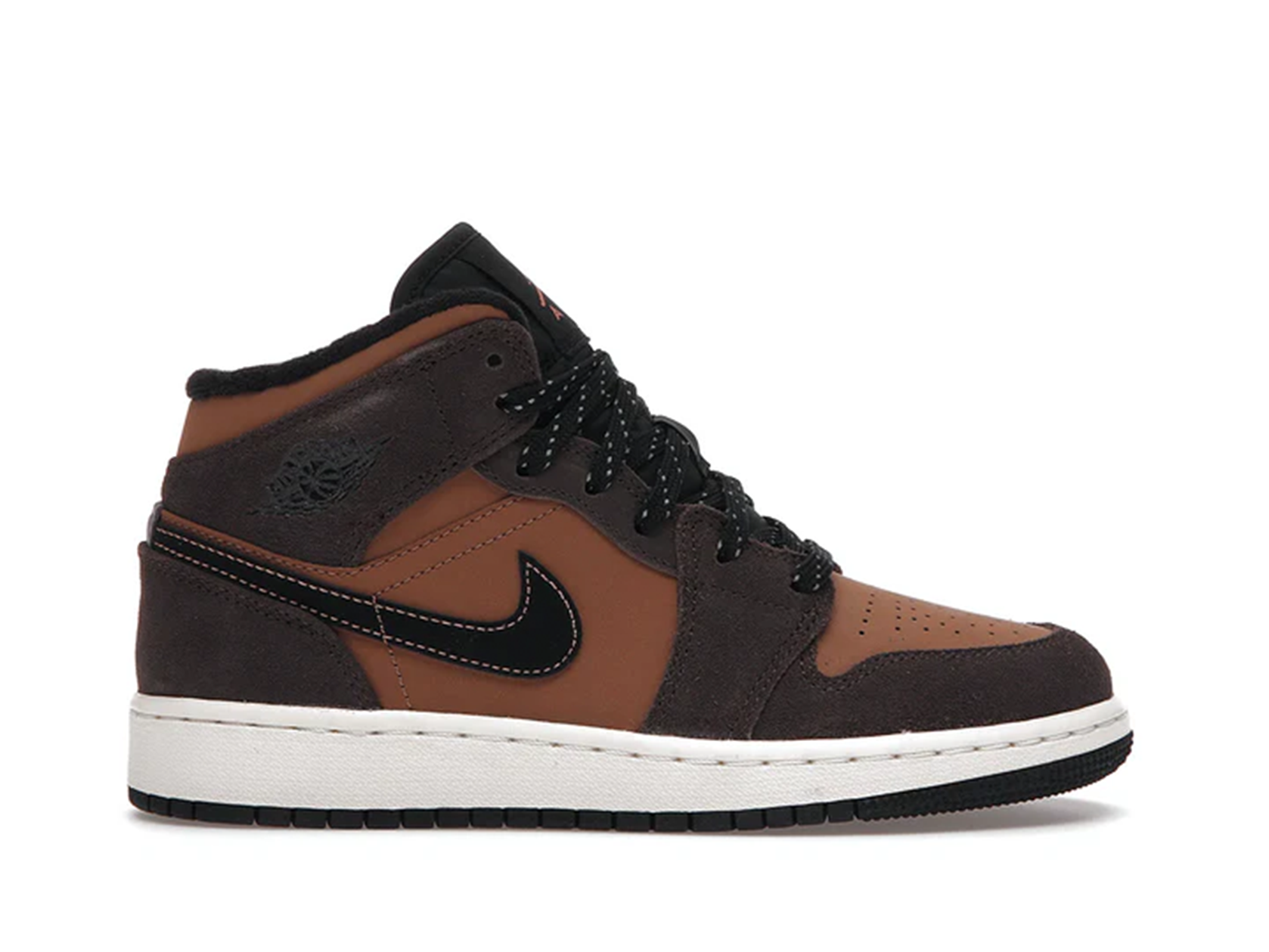 Air Jordan 1 Mid SE GS Size 3.5Y/WMNS 5 Dark Chocolate/Crimson Bliss  DC7248-200